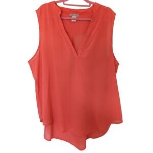Dizzy Gal Women's 3X Orange Blouse Top Plus V-Neck Lightweight